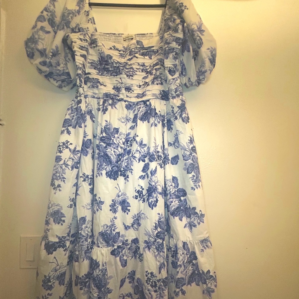 A&F Emerson Poplin Puff Sleeve Midi Dress- XXL